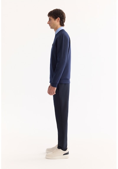 Avva Erkek Lacivert Bisiklet Yaka Pamuklu Bi-stretch Baskılı Regular Fit Sweatshirt A52y1210
