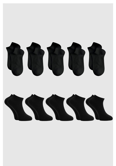 Kardeşler Çorap Unisex Pamuklu Patik Çorap Siyah 10'lu Paket Siyah - 755453843 Siyah