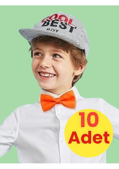Tezzgelsin Erkek Çocuk Saten Papyon 10 Adet Turuncu