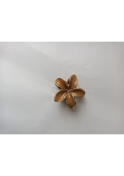 Lotus Saç Tokası Büyük Boy 8 Cm, Tekli Saç Tokası, Lotus Çiçeği Tasarımı Kahverengi Çok Renkli