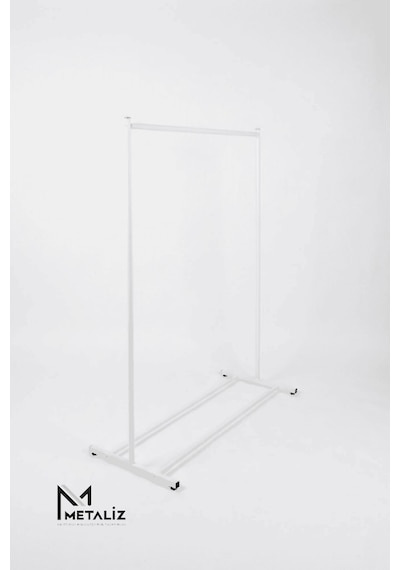 Beyaz Metal Konfeksiyon Askısı - Minimalist Elbise Askılığı - Butik Tipi Askı Beyaz