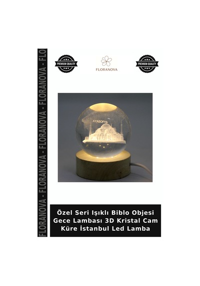 Özel Seri Işıklı Biblo Objesi Gece Lambası 3d Kristal Cam Küre İstanbul Led Lamba Çok Renkli