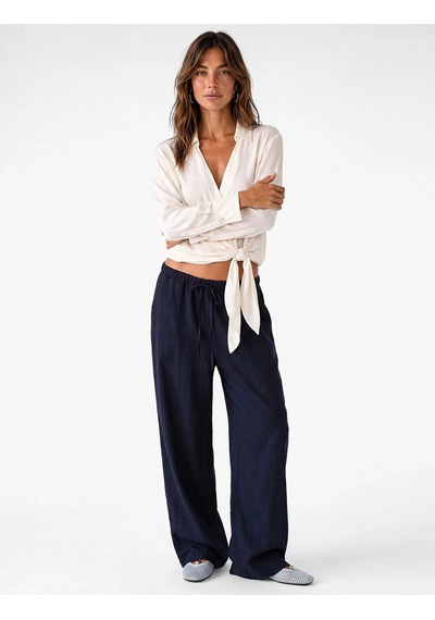 Koton Loose Fit Lacivert Kadın Pantolon 7wak40043pw