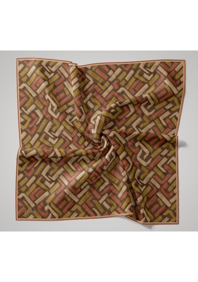 Silk Home Soft Eşarp 73096-09 Kahverengi, Hardal, Turuncu, Krem
