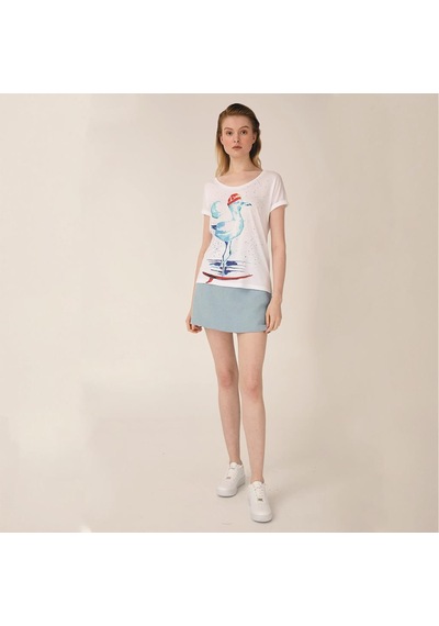 Anemoss Martı Beyaz Kadın T-Shirt