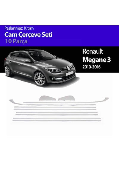 Renault Megane 3 Hb Cam Çıtası Komple Set Çerçevesi Kromu Nikelajı