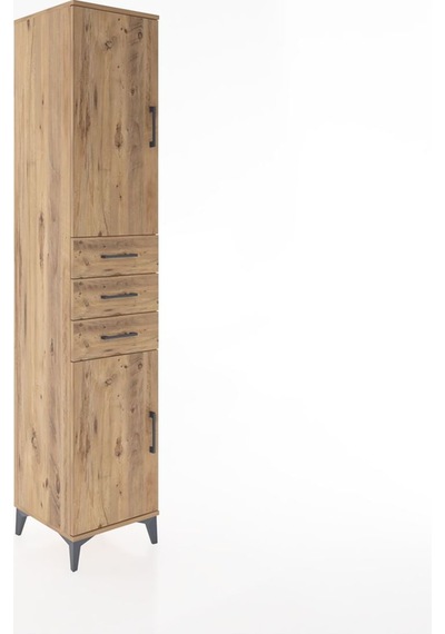 Hyperion Dolap 4 Raflı 3 Çekmeceli 2 Kapaklı 44x44x221 Çam-çam Çam
