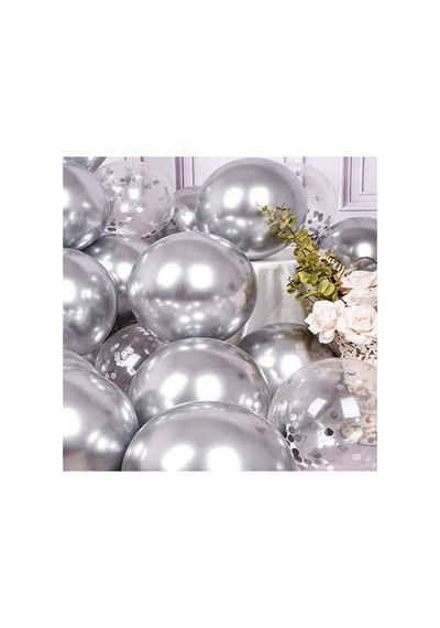 Gümüş Krom Konfetili Balon 418