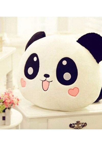 Sevimli Panda Peluş Yastık 35 35cm Beyaz