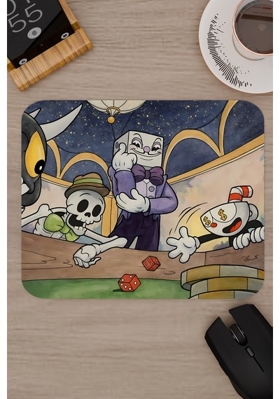 Cuphead Kaymaz Dikişli Kauçuk Oyuncu Mousepad V3 - 22x18 Gaming Mouse Pad Fare Altlığı