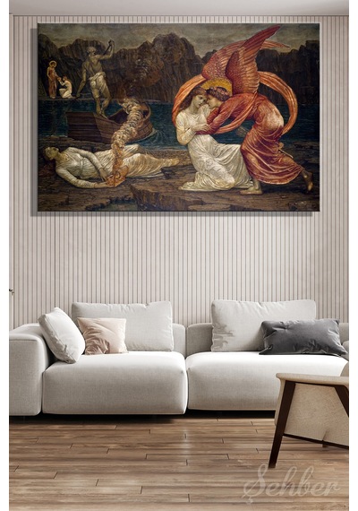 Yatay Kanvas Tablo Tekli Sir Edward Burne-jones Cupid And Psyche Aşk Ve Ruh Adlı Eseri 2924