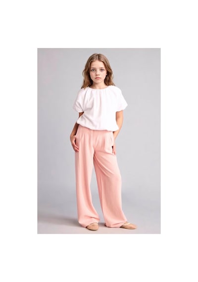 Defacto Wıde Leg Geniş Paça Keten Karışımlı Pantolon Kız Çocuk H1212a826smbr74 Pembe-br74