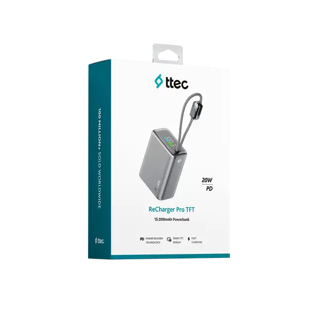2bb280ug Ttec Recharger Pro Tft 15.000mah Pd 20w Usb-c Ve Lightning Dahili Kablolu Taşınabilir Hızlı Şarj Aleti / Powerbank 2bb280 Gri 2bb280ug Ttec Recharger Pro Tft 15.000mah Pd 20w Usb-c Ve Lightning Dahili Kablolu Taşınabilir Hızlı Şarj Aleti / Powerbank 2bb280 Gri