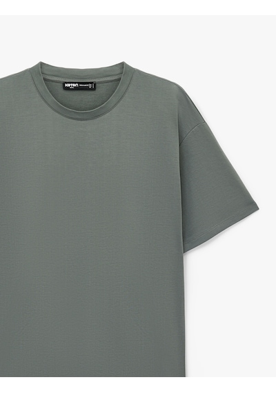 Koton Regular Fit Kısa Kollu Bisiklet Yaka Pamuklu Basic Tişört Yeşil 6sam10287mk