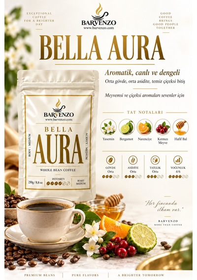 Barvenzo Dörtlü Premium Serisi 250 G 4 Forte Blu + Oro Dora + Viva Terra + Bella Aura Moka Pot