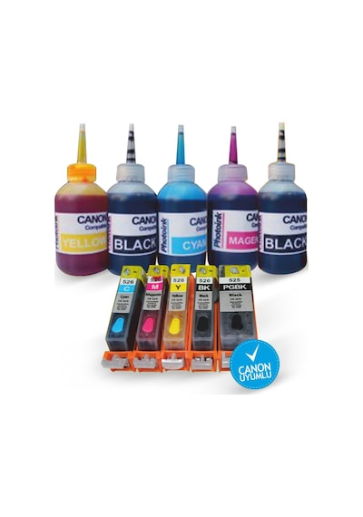 Canon Pgı 5Bk Clı 8C M Y Bk 5 Renk Uyumlu Dolan Kartuş Seti D