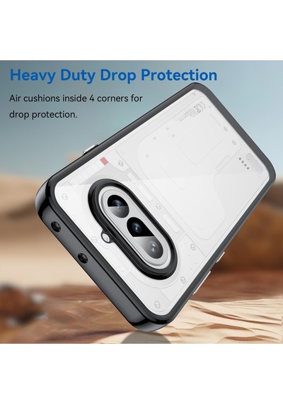Caseonn Nothing Phone 4a Kılıf Kamera Korumalı Darbe Emici Şeffaf Arka Kapak Siyah