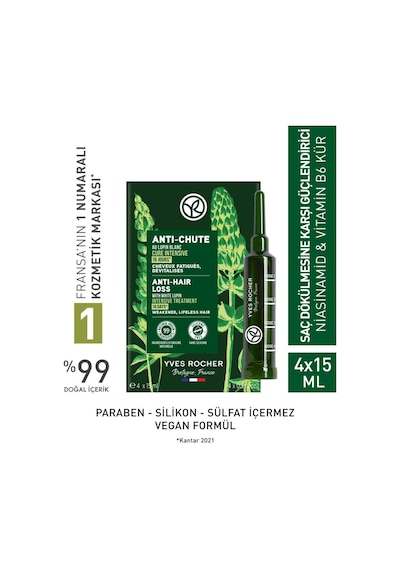 Yves Rocher Niasinamid Vitamin B6 Kür Saç Dökülmesine Karşı Serum 4 x 15 ML