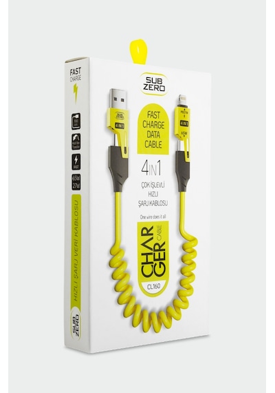 Subzero Cl160 4in1 Type-c 65w To Usb-a + Type-c To Lightning 27w Hızlı Şarj Kablosu Şarj Data Kablosu