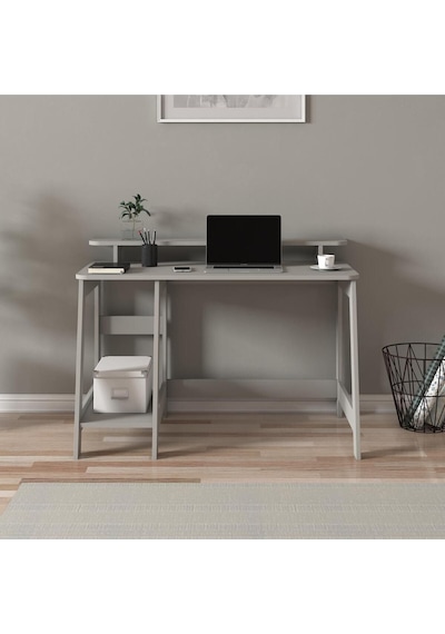Country Ergonomik Çalışma Masası, Modern Bilgisayar Masası - Gri
