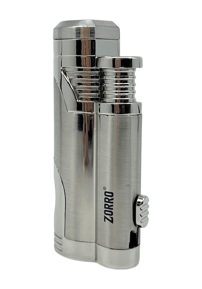Zorro Çift Torch Pürmüz Puro Çakmağı - Krom