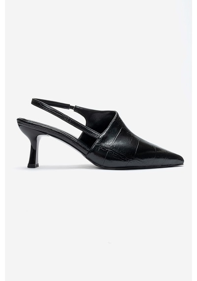 Luvishoes Yarel Siyah Baskı Kadın Topuklu Ayakkabı