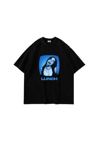 Flood Of Style Lunch Baskılı Oversize Unisex Siyah Çok Renkli