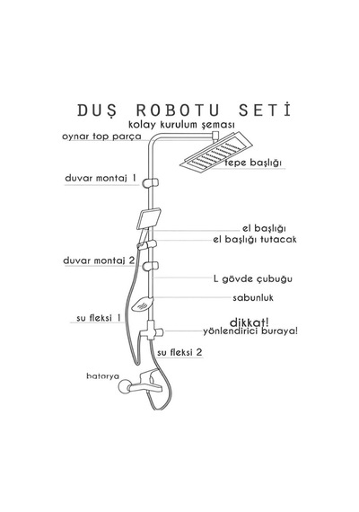 Robot Yağmurlama Tepe Duş Banyo Seti Lüks Robot Duş Seti Duş Robotu Diğer