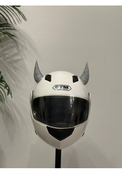 Motor & Motosiklet Gümüş Simli Şeytan Boynuzu Kask Dış Aksesuar Diğer