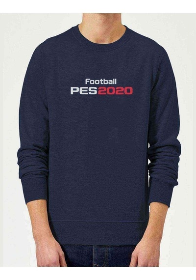 Pes 2020 S Baskılı Indigo Mavi Lacivert Erkek Örme Sweatshirt