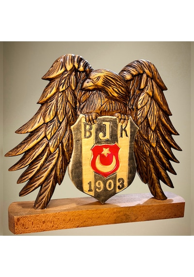 Ahşap Masa Üstü Beşiktaş Kartal Obje. 26x23