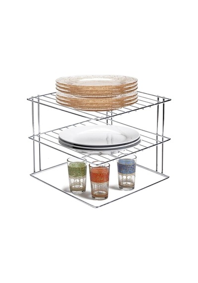 3 Katlı Metal Siyah Tabaklık Düzenleyici Organizer Dolap Içi Raf Metal 25 X 25 Gri Diğer