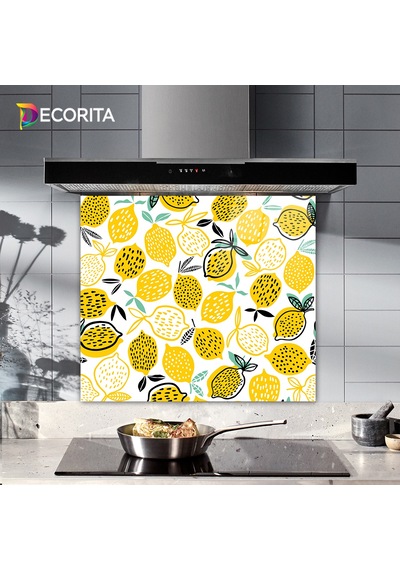 Decorita Sarı Limonlar | Cam Ocak Arkası| 52cm x 60cm