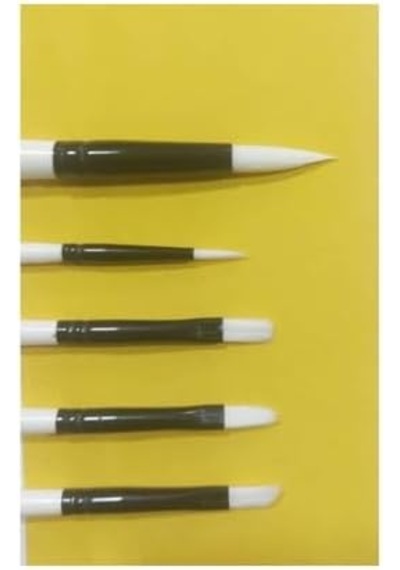 5'li Karışık Sentetik Akrilik Fırça Seti, Yağlı Boya İçin, 2.5mm Genişlik, 15cm Sap Uzunluğu, 6 Parça, Standart Boy