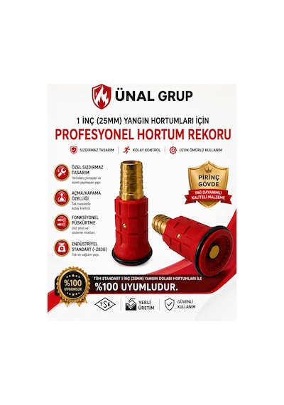 1 İnç 25 Mm Yangın Hortum Lans Başlığı Pirinç Rekorlu Yangın Dolabı Nozulu