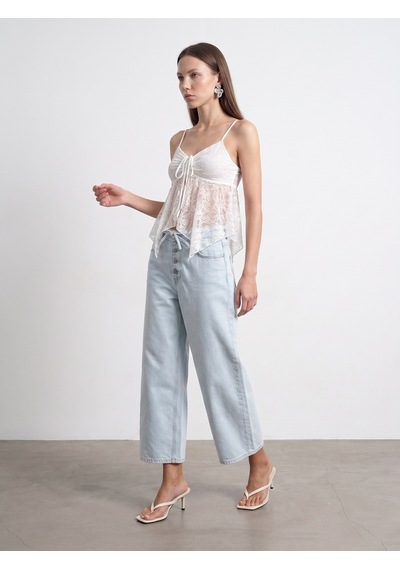 Dilvin 72345 %100 Pamuk Baggy Jean-mavi