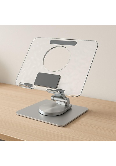 360 Derece Sonsuz Pozisyonda Dönebilen Katlanabilir Metal Alaşımlı Yükseklik Ve Açı Ayarlı Kaydırmaz Telefon Ve Tablet Standı Kristal Tablet Standı 173