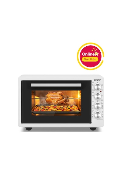 Simfer 4262 Beyaz 42 LT Turbo Fan Piliç Çevirme Mini/Midi Fırın - 6 Fonksiyon,Yoğurt Yapma, Buz Çözme & İç Aydınlatma