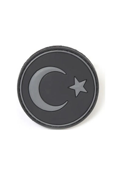 Yuvarlak Türk Bayrağı Siyah Taktik Askeri Peç - Patch Siyah