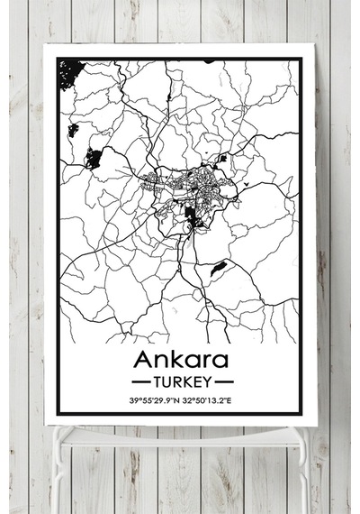 Ankara Harita Dekoratif Tasarım Poster