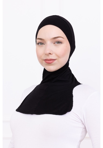 Loggia Siyah Ninja Bone Boyunluklu Likralı Sporcu Bonesi Kadın Pratik Tesettür Hijab Başörtü Siyah