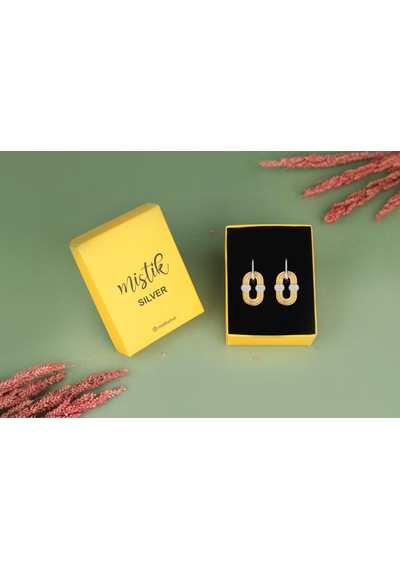 İncili Elegance Kalın Gümüş Halka Küpe - Rose Renk Gümüş