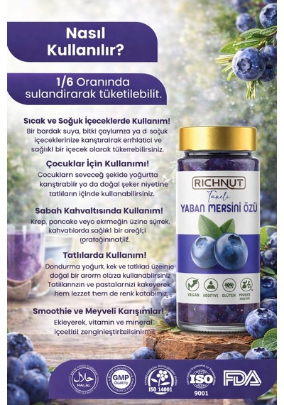 Yaban Mersini Özü Katkı, Koruyucu, Renklendirici İçermez Diğer