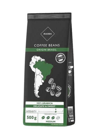 Rıoba Çekirdek Kahve 500 G Brazil - %100 Arabica Kavrulmuş Kahve Çekirdekleri 2'li Ekonomik Pak Tarı