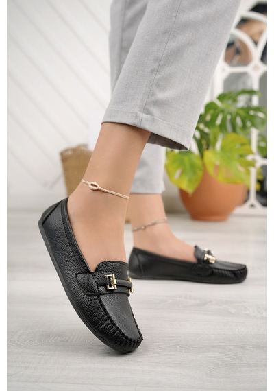 Khayt Daisy Casual Günlük Kadın Babet Ayakkabı Siyah