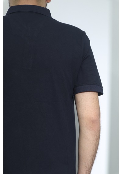 Santa Dmctekstil Erkek Desenli Spor Kesim Rahat Kalıp Polo Yaka T-shirt Lacivert