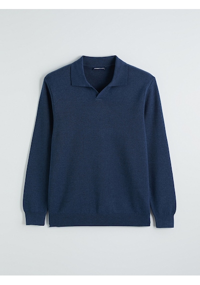 Lcwaıkıkı Classic İndigo Polo Yaka Erkek Triko Kazak