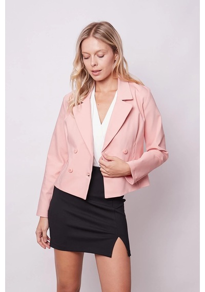 Kadın Yakalı Flato Cepli Uzun Kol Kruvaze Anvelop Hafif Likralı Kumaş Blazer Ceket-pudra Pudra Kadın Yakalı Flato Cepli Uzun Kol Kruvaze Anvelop Hafif Likralı Kumaş Blazer Ceket-pudra Pudra