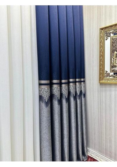 Titus Fj632145 V-530 Lacivert 1/3 Sık Pileli Fon Perde Apm Çok Renkli