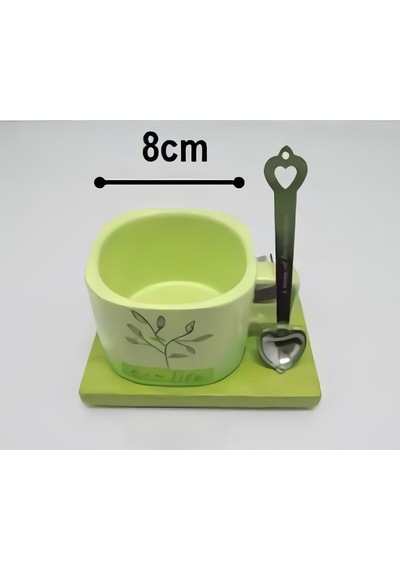 Hayat Ağacı Desenli Mıknatıslı Bambu Stantlı Gerçek Seramik Kahve Kupası Fincan Seti Kupa Mug 200 Ml 001